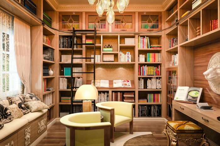 How to decorate a small home office library