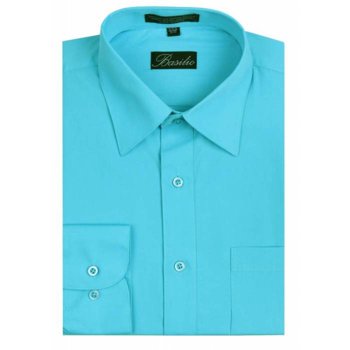 Turquoise dress shirt for men