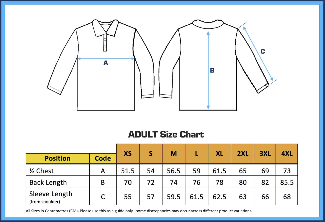 Mens dress shirts size chart