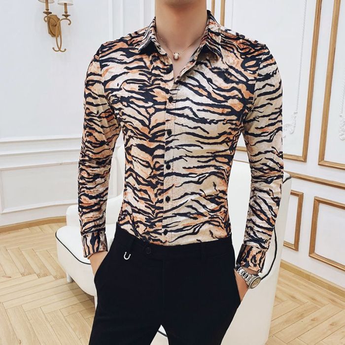 Animal print dress shirt mens