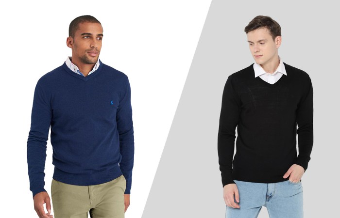 Men sweater over dress shirt