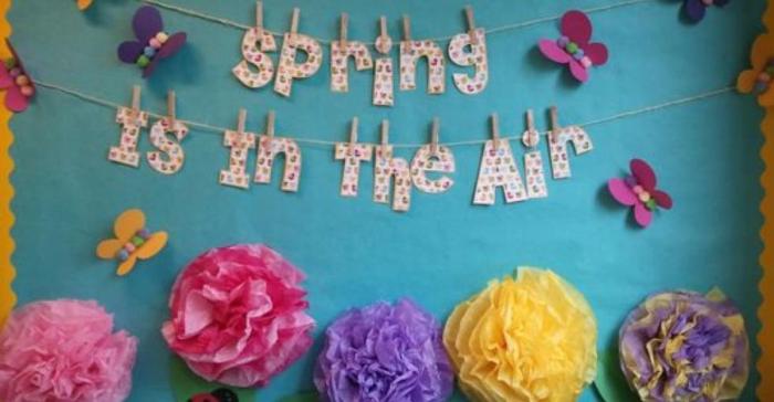 How to decorate classroom springtime window