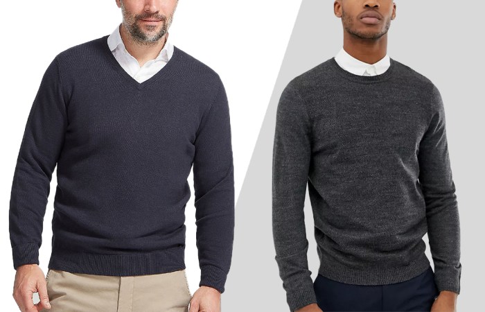 Men sweater over dress shirt